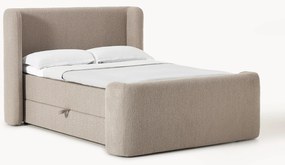Letto boxspring in bouclé con contenitore Perla
