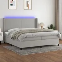 Letto a Molle Materasso e LED Grigio Chiaro 200x200 cm Tessuto 3138181