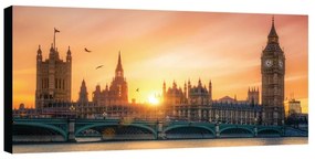 Stampa su tela Westminster al tramonto, multicolore 190 x 90 cm