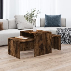 Set Tavolini Salotto Rovere Fumo 100x48x40 Cm Legno Multistrato /