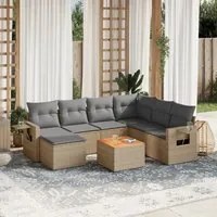 Set Divano da Giardino 8 pz con Cuscini Beige Misto Polyrattan 3257011