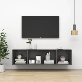 Armadietto a muro per tv grigio lucido 37x37x142,5cm truciolato