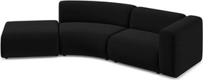Chaise longue nera (con penisola a sinistra) con rivestimento in velluto Ekahi – Makamii