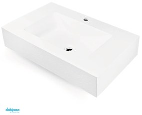 Lullaby "Gaia" Top Lavabo Sospeso Effetto Asfalto Da 90x46 Cm Bianco Opaco