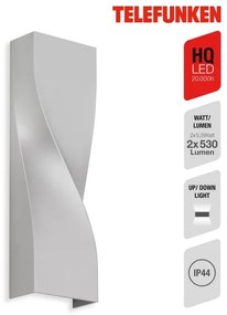 Telefunken 312704TF-Applique a LED da esterno 2xLED/5,5W/230V IP44 argento