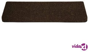 vidaXL Tappetini per Scale Tessuto Agugliato 15 pz 65x21x4 cm Marrone