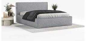 Letto matrimoniale imbottito grigio con spazio contenitivo e rete 200x200 cm Lounge L - Maison de Rêve