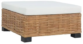 Poggiapiedi Con Cuscino İn Rattan Naturale /