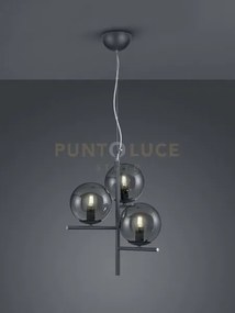 Pure sospensione metallo colore antracite con 3 sfere fume' d. 40cm...