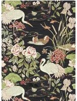 Sanderson Carta da parati Crane and Frog - Ink Black/ Multi