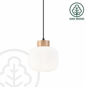 Lampadario a sospensione con filo HARMONY 1xE27/15W/230V diametro 20 cm bianco/quercia