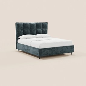 AURO letto imbottito con vano contenitore e testiera capitonné alta in ciniglia Oeko-Tex®
