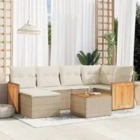 Set Divani da Giardino 7 pz con Cuscini Beige in Polyrattan 3260266