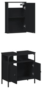 Set mobili da bagno 2 pz nero in legno multistrato