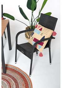 Sedia da giardino in rattan artificiale nero Paris - Bonami Essentials