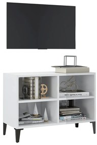 Mobile TV con Gambe in Metallo Bianco Lucido 69,5x30x50 cm