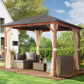 TOOLPORT Gazebo da giardino Forest Superior crema, 3x3m look quercia - (300182)