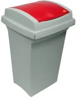 bidone recycling per differenziata lt. 50 - cm. 43x39x68h col. rosso/grigio vit25689