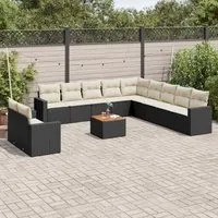 Set Divani da Giardino 12 pz con Cuscini Nero in Polyrattan 3256532