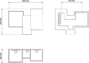 Applique da Parete 4xG9 PARALLEL 4 in Gesso Pitturabile