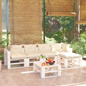 Set divani da giardino pallet 6 pz con cuscini in legno di pino