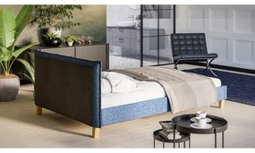 Letto matrimoniale imbottito blu con griglia 140x200 cm Tina - Ropez