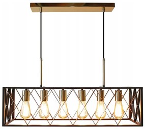 Lampadario a sospensione con filo FRAME 6xE27/60W/230V nero/oro