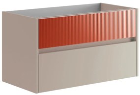Mobile da bagno sotto lavabo Niwa beige laccato opaco L 89.5 x H 50 x P 45.5 cm 2 cassetti, lavabo non incluso