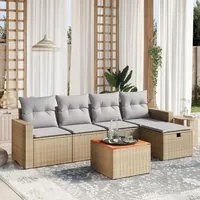 Set Divano da Giardino 6 pz con Cuscini Beige Misto Polyrattan 3264832