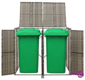 vidaXL Copribidone Doppio Grigio 140x80x117 cm in Polyrattan
