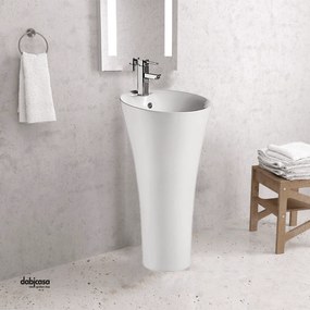 Lavabo Freestanding "Vendome" Da 87 Cm C/Scarico a Parete Finitura Bianco Lucido