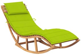 Lettino Prendisole A Dondolo Con Cuscino İn Massello Di Teak /
