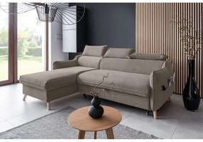 Divano letto angolare in velluto marrone chiaro (angolo sinistro) Sweet Harmony - Miuform