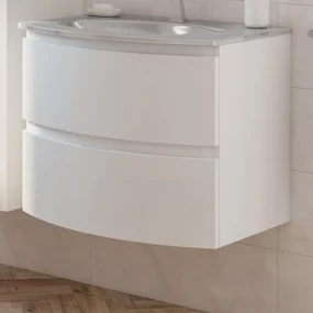 Mobile da bagno sotto lavabo BADEN HAUS Vague bianco laccato opaco L 70 x H 55 x P 52 cm 2 cassetti, lavabo non incluso