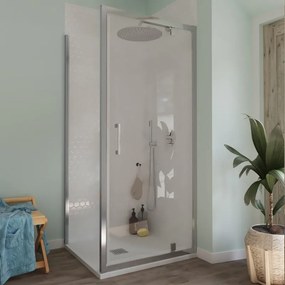 Box doccia con ingresso frontale battente Bilbao L 100 x H 190 cm, vetro 6 mm vetro senza finitura / trasparente profilo cromato