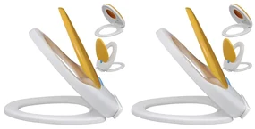 Copriwater A Chiusura Ammortizzata 2pz Plastica Bianco E Giallo /