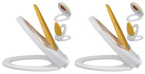 Copriwater A Chiusura Ammortizzata 2pz Plastica Bianco E Giallo /