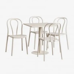 Set Di Tavolo Quadrato 70x70 Cm E 4 Sedie Da Giardino Mizzi Tapioca Beige - Sklum