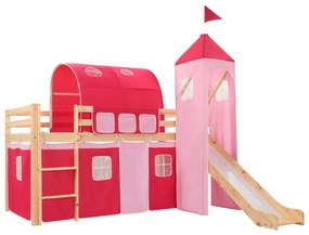 Letto a castello per bambini scivolo e scala in pino 208x230 cm