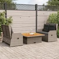 Set Divani da Giardino 3 pz con Cuscini in Polyrattan Grigio 3262742