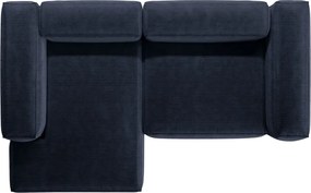 Divano angolare blu scuro (con penisola a sinistra/con chaise lounge) con rivestimento in velluto a coste Bergamo – Cosmopolitan Design