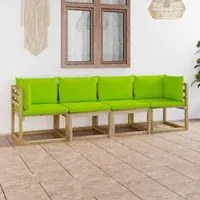 Divano da Giardino a 4 Posti con Cuscini Verde Brillante cod mxl 34711