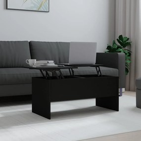 Tavolino Da Salotto Nero 102x50,5x46,5 Cm İn Legno Multistrato /