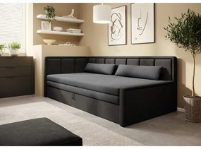 Divano grigio scuro allungabile/con contenitore e rivestimento in ciniglia 214 cm Fulgeo – ELTAP