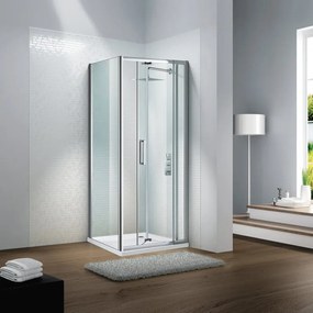 Porta doccia pieghevole Slimline L 90 x H 195cm, Sp. 6 mm in vetro profilo cromo