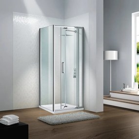 Porta doccia Slimline 90 cm, H 195 cm in vetro, spessore 6 mm trasparente silver