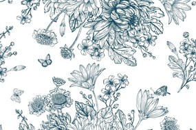 Carta da parati autoadesiva – Bouquet disegnato di fiori
