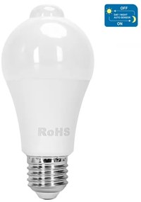 Lampadina LED A60 E27 12W 3000K con sensore movimento e crepuscolare - Aigostar