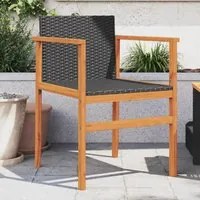 Sedie da Giardino 2 pz Nere in Polyrattan e Legno Massellocod mxl 93217