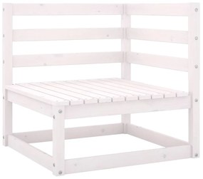 Set Divani da Giardino 7 pz Bianco in Legno Massello di Pino